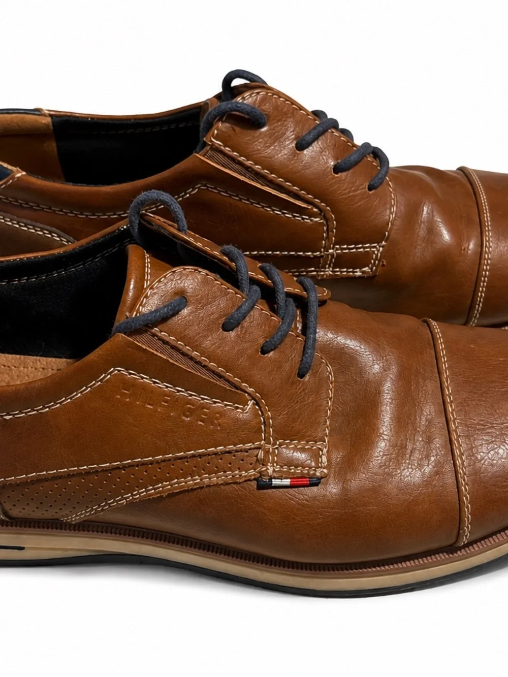 Tommy Hilfiger Men’s Tan Leather Oxford Lace-Up Shoes